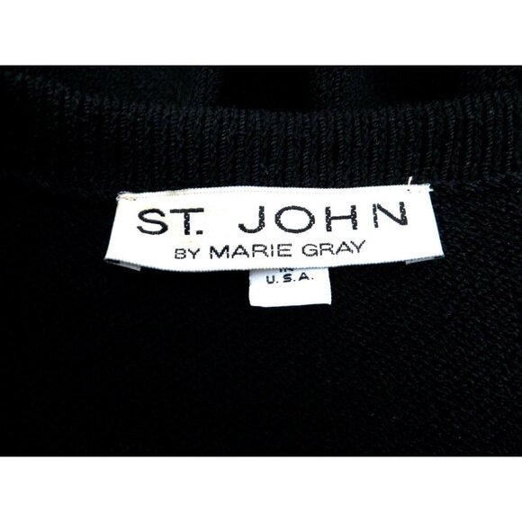 St. John By Marie Gray Knit Jumpsuit with Crystal Embellished Detail Black SZ 8 - Picture 8 of 9